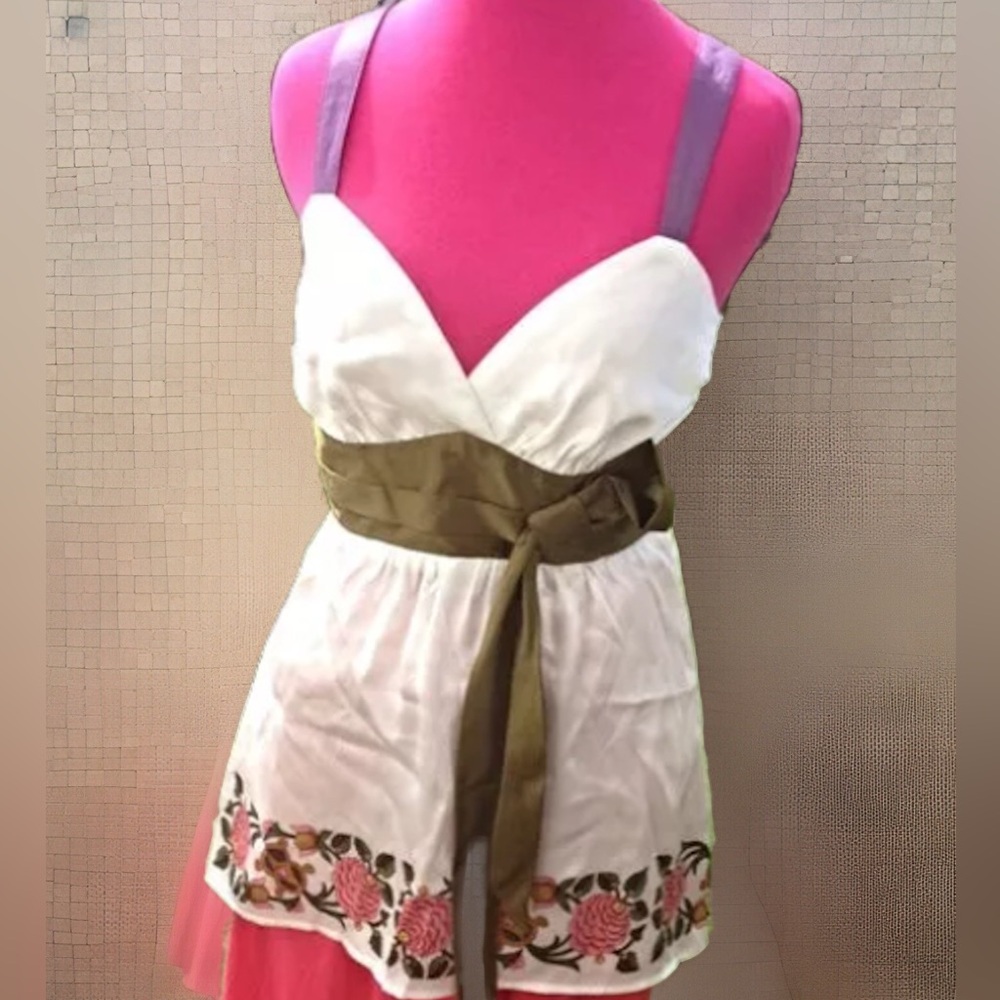 Y2K Vintage NWT Voom By Joy Han Floral Tie Waist Silk Sleeveless Cami Top-Medium
